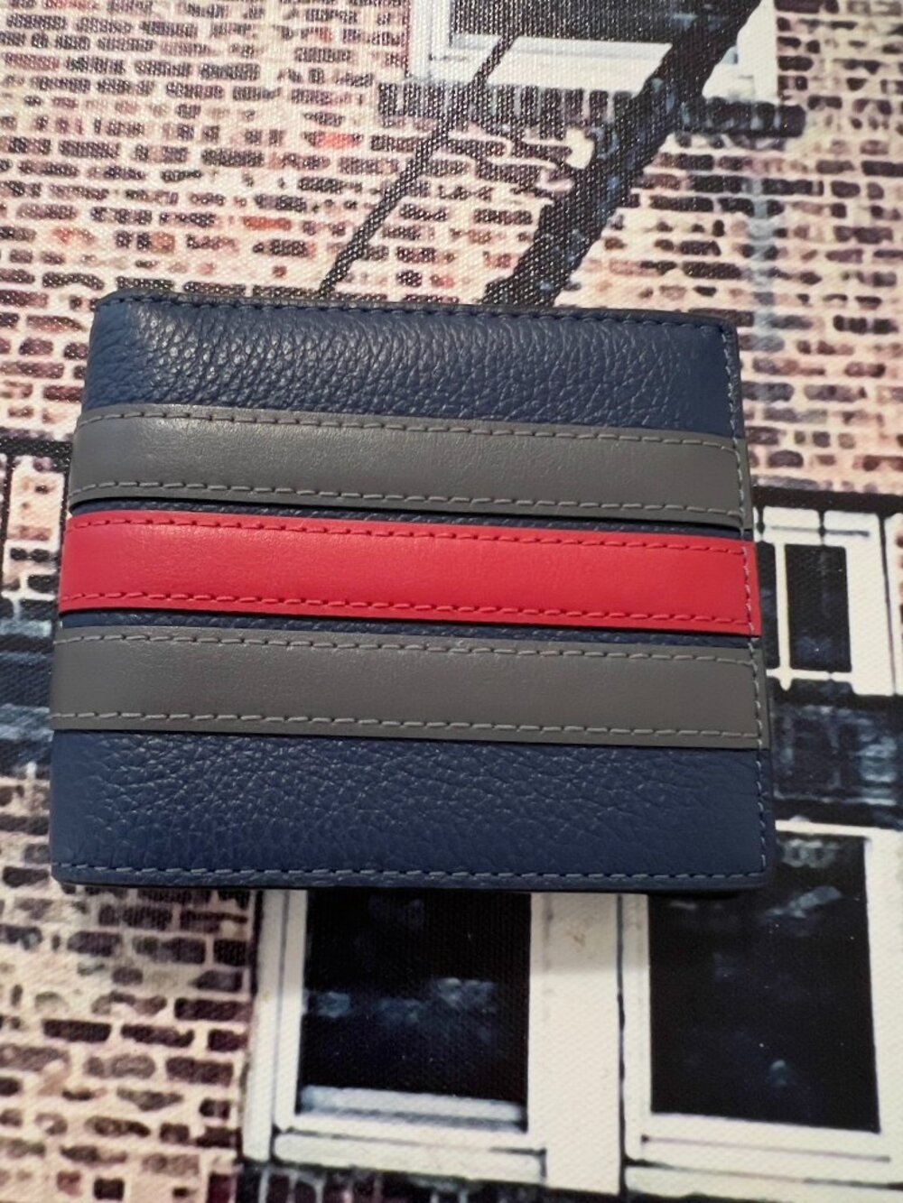 NWOT Coach ID Billfold Wallet With Varsity Stripe in Deep Blue
